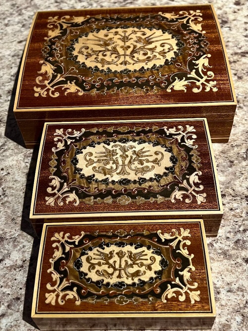 **Pristine** Vintage Decorative Nesting Wooden Boxes - {Set of 3}